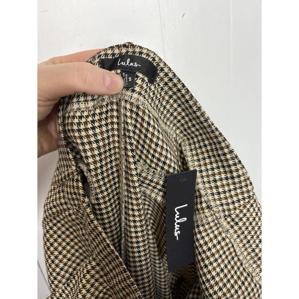 Lulus Pants Womens Small Houndstooth Plaid Wide Leg High Rise Academia Pleated - Picture 9 of 10